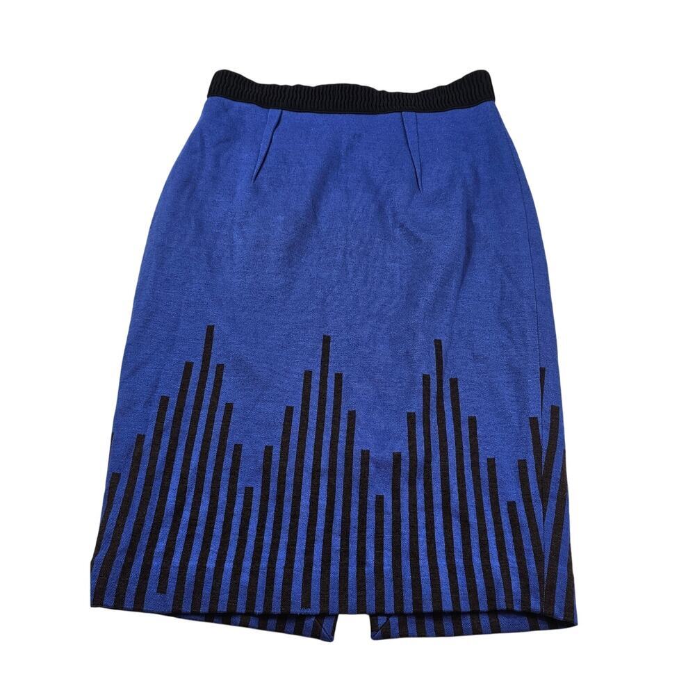NWT business casual Tracy Reese Blue Black Printed High Rise Pencil Skirt Size 4